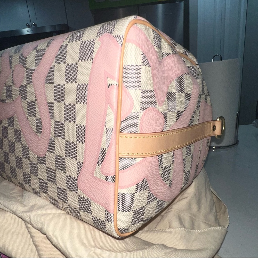 AUTHENTIC Louis Vuitton Damier Azur Tahitienne Speedy Bandoulière 30 w/ Strap - Picture 10 of 11